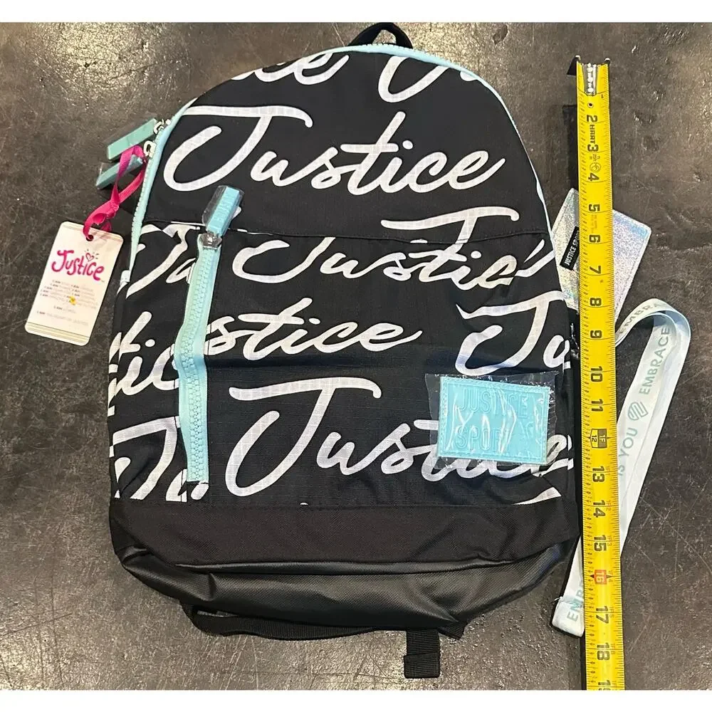 Girls Justice Backpack. School Bag, book bag, New with tags. Black and White